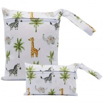2 Stück Wetbag Windeltasche Set 19x24cm + 22x15cm Safari