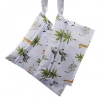 2 Stück Wetbag Windeltasche Set 19x24cm + 22x15cm Safari