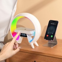 Multifunktionale Nachttischlampe, kabelloses Ladegerät, LED-Nachtlicht, Wecker