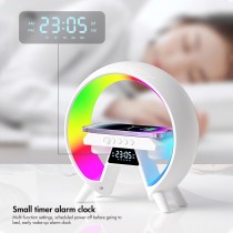 Multifunktionale Nachttischlampe, kabelloses Ladegerät, LED-Nachtlicht, Wecker