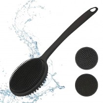 2in1 Badebürste, Duschbürste, Rückenbürste mit langem Stiel Schwarz