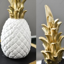 Ananas Dekoration Weiss Gold 23cm