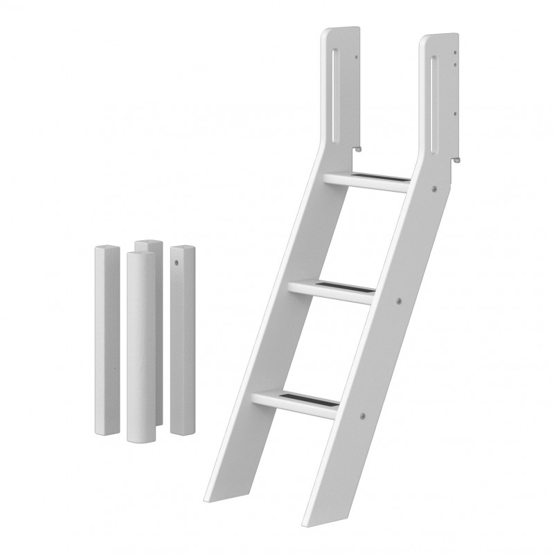 Flexa MDF Bett halbhoch Schrägleiter und Pfosten Weiss