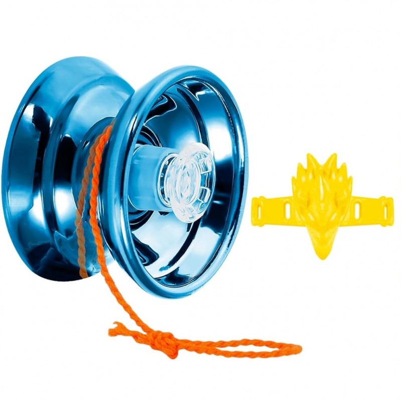 YoYo Metallic poliert mit Kugellager und Zubehör Blau