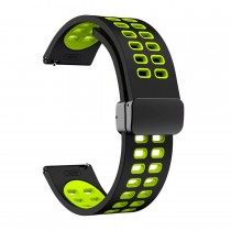 Pure Silikon Uhrenarmband mit magnetischer Faltschliesse 22mm Schwarz Grün