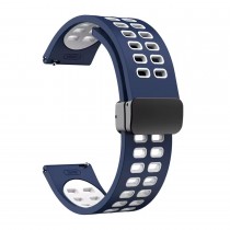 Pure Silikon Uhrenarmband mit magnetischer Faltschliesse 22mm Blau Weiss