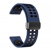 Pure Silikon Uhrenarmband mit magnetischer Faltschliesse 22mm Blau Schwarz