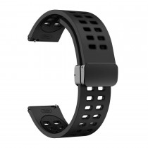 Pure Silikon Uhrenarmband mit magnetischer Faltschliesse 22mm Anthrazit Schwarz