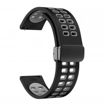 Pure Silikon Uhrenarmband mit magnetischer Faltschliesse 22mm Schwarz Grau