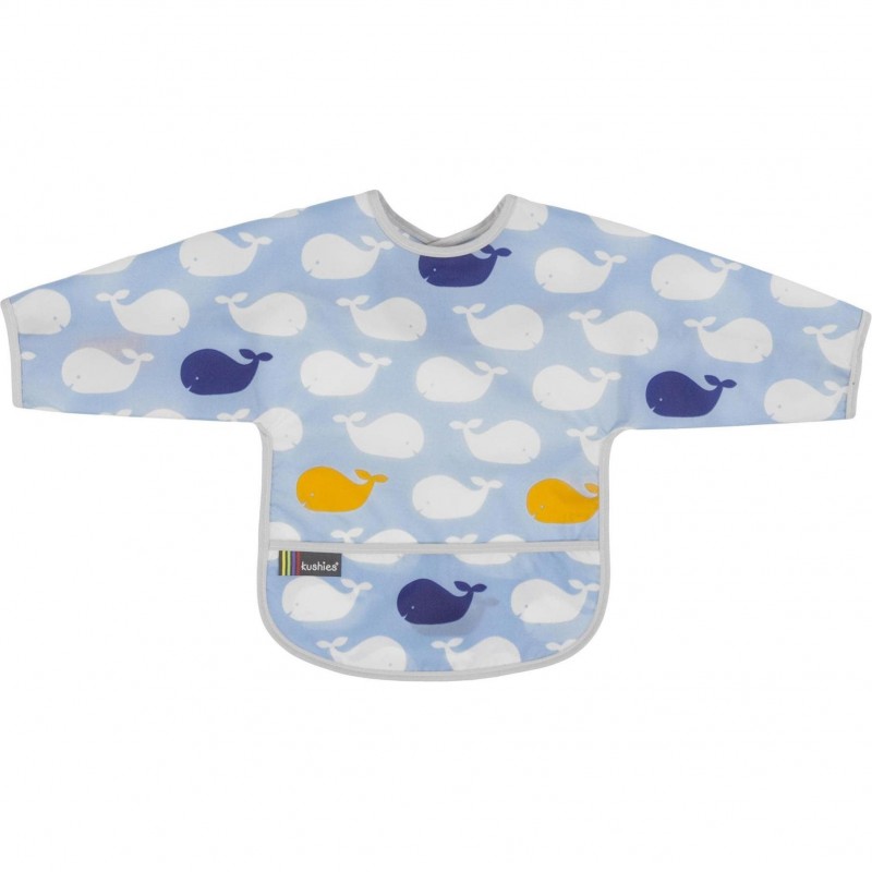 Kushies Lätzchen mit Ärmel CleanBib 6-12 Monate Wale