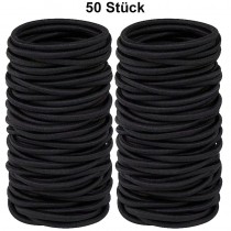50 Stück elastische Haargummis Schwarz