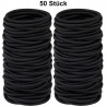 50 Stück elastische Haargummis Schwarz