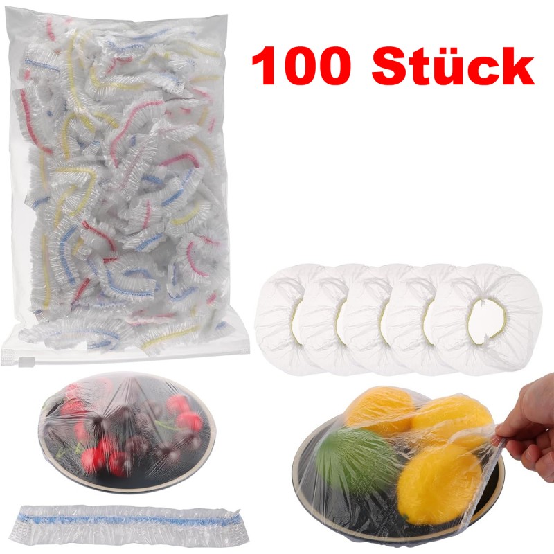 100 Stück Frischhaltebeutel, elastische Kunststoff Frischhaltebeutel, Frischhaltefolie, Lebensmittel Abdeckungen