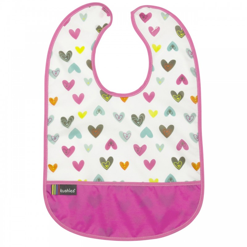 Kushies Lätzchen ohne Ärmel CleanBib ab 12 Monate Herzen