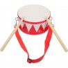 Kindertrommel mit verstellbarem Riemen und 2 Drumsticks Rot
