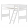 Flexa WHITE Mittelhohes Bett mit Schrägleiter, 90x200 cm, Weiss