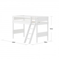 Flexa WHITE Mittelhohes Bett mit Schrägleiter, 90x200 cm, Weiss