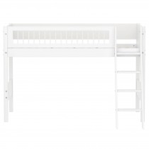 Flexa WHITE Mittelhohes Bett mit Schrägleiter, 90x200 cm, Weiss