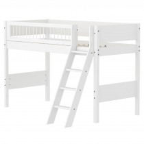 Flexa WHITE Mittelhohes Bett mit Schrägleiter, 90x200 cm, Weiss