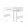 Flexa WHITE mittelhohes Bett mit Rillen und gerader Leiter, 90x200 cm, Weiss