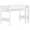 Flexa WHITE mittelhohes Bett mit Rillen und gerader Leiter, 90x200 cm, Weiss