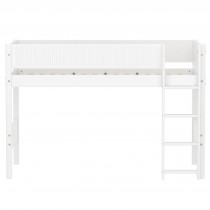 Flexa WHITE mittelhohes Bett mit Rillen und gerader Leiter, 90x200 cm, Weiss