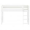 Flexa WHITE mittelhohes Bett mit Sprossen und gerader Leiter, 90x200 cm, Weiss