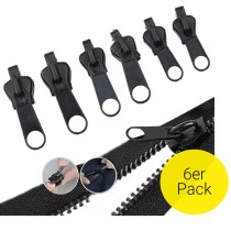 6 Stück Ersatz-Reissverschlussschiebe, Reissverschluss Ersatz Zipper, Reparaturset für Reissverschlüsse in 3 Grössen Schwarz