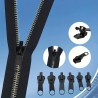 6 Stück Ersatz-Reissverschlussschiebe, Reissverschluss Ersatz Zipper, Reparaturset für Reissverschlüsse in 3 Grössen Schwarz