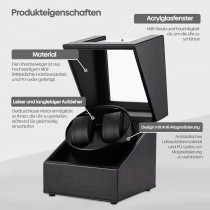 Uhrenbeweger für 2 Uhren, Watchwinder Black