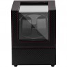 Uhrenbeweger für 2 Uhren, Watchwinder Karbonfaser mit roten Nähten