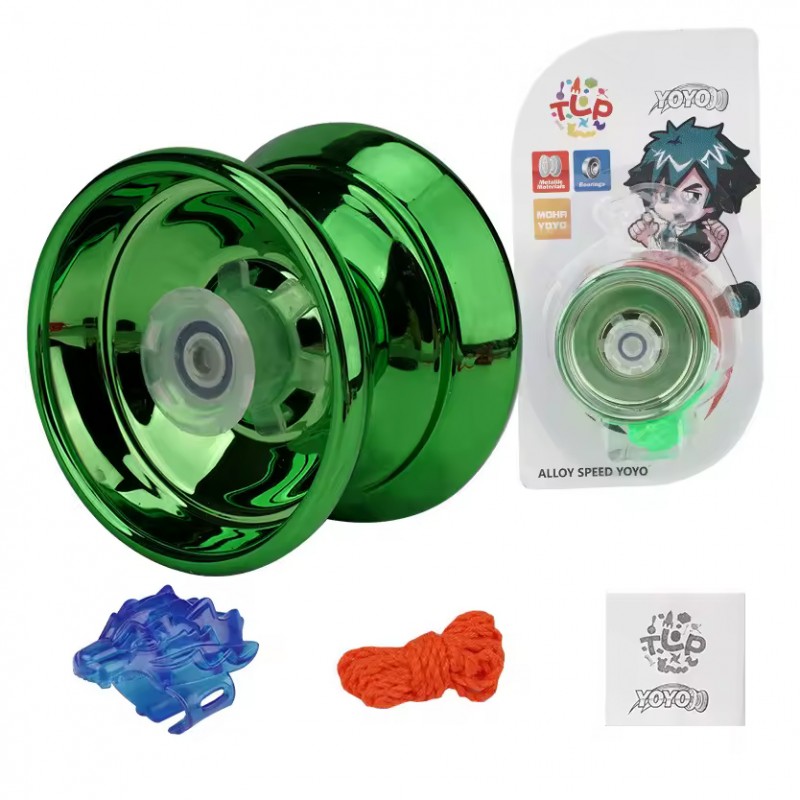 Responsive Magic YoYo Metallic poliert mit Kugellager und Zubehör Grün