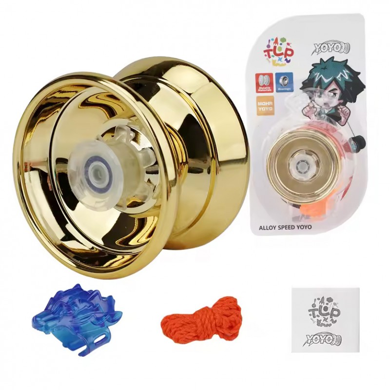 Responsive Magic YoYo Metallic poliert mit Kugellager und Zubehör Gold