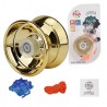 Responsive Magic YoYo Metallic poliert mit Kugellager und Zubehör Gold