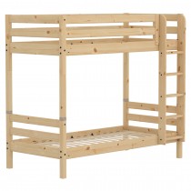 Flexa CLASSIC Hochbett mit Sprossen und gerader Leiter, 90x200 cm, Kiefernholz Grau lasiert