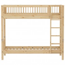Flexa CLASSIC RAW Etagenbett mit Sprossen und gerader Leiter, 90x200 cm, Kiefernholz Natur