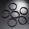 Elastisches Perlen Armband Set Lavastein und Vintage-Holzperlen