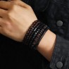 Elastisches Perlen Armband Set Lavastein und Vintage-Holzperlen