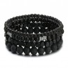 Elastisches schwarzes Perlenarmband-Set, eleganter Boho-Stil Lavastein