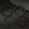 Elastisches schwarzes Perlenarmband-Set, eleganter Boho-Stil Lavastein