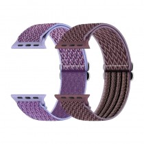 2 Stück elastische Nylon Armbänder für Apple Watch Modelle 9/8/7/6/5/4/3/2/1/SE mit 42mm 44mm 45mm 49mm Gehäuse Lila, Violett