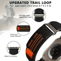 Elastisches Nylon Sport Armband für Apple Watch Modelle 9/8/7/6/5/4/3/2/1/SE mit 38mm, 40mm und 41mm Gehäuse Schwarz, Orange