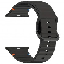 Sportliches Silikon Armband für Apple Watch Modelle 10/9/8/7/6/5/4/SE mit 40mm, 41mm und 42mm Gehäuse Schwarz