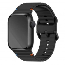 Sportliches Silikon Armband für Apple Watch Modelle 10/9/8/7/6/5/4/SE mit 40mm, 41mm und 42mm Gehäuse Schwarz