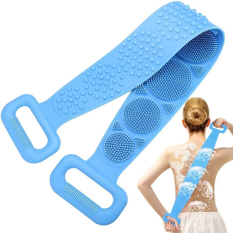 Silikon Duschgurt, Badebürste, Rückenbürste, Rückenschrubber Blau