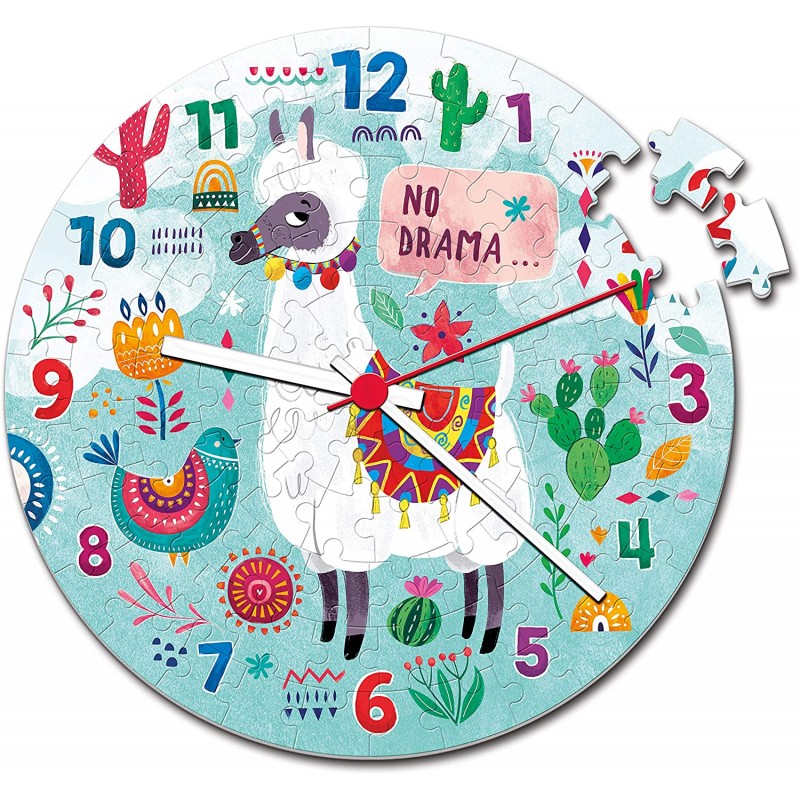 Clementoni Puzzle Uhr Lama 96 Teile, inkl. Uhrwerk