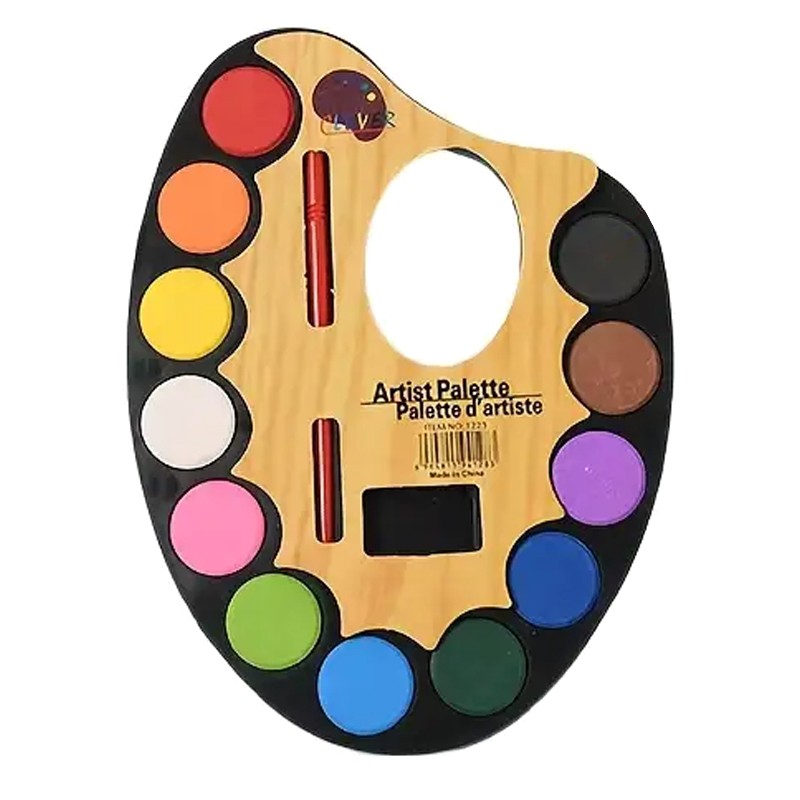 Wasserfarbpalette - 12 Farben inkl. Pinsel