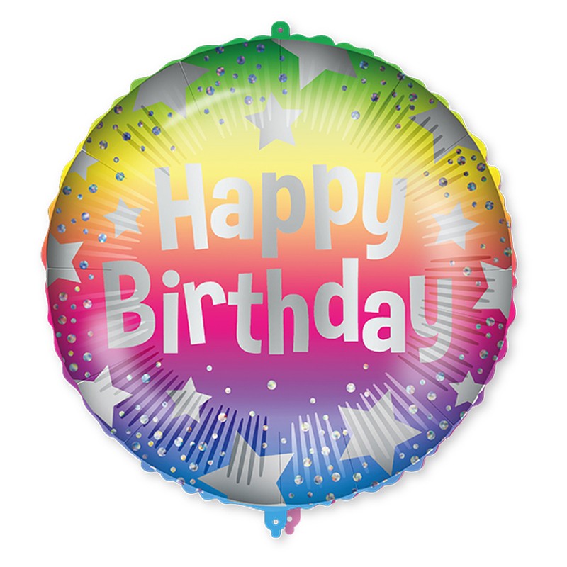 Folienballon Happy Birthday Rainbow Stars 46cm