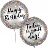 Dual Faced Folienballon Happy Birthday / Today is your day Silber 46cm