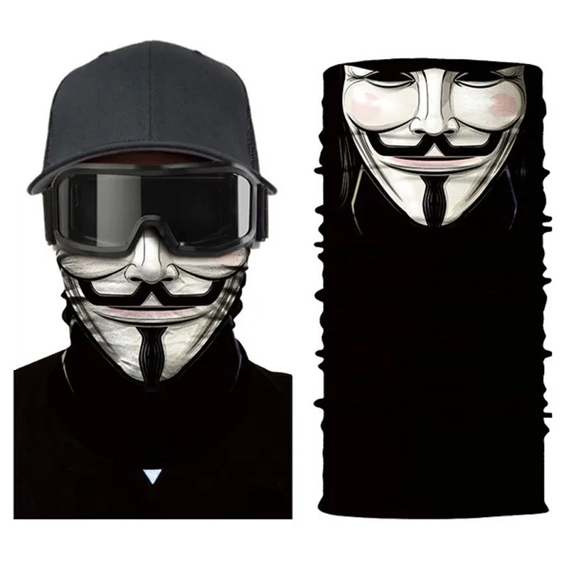 Bandana für Erwachsene mit Motiv, für Halloween, Motorrad. etc. Vendetta Halbgesichtsmaske Sturmhaube Schlauchschal für Motorrad